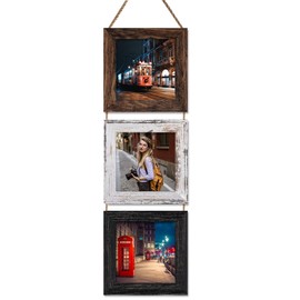 ZIRANLING 6x6 Wall Hanging Picture Frames Collage with 3 Opening Multi Color Frames