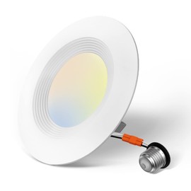 Amico 4 inch 5CCT LED Recessed Lighting 1 Pack, Dimmable, Damp Rated, 9W=60W, 650LM Can Lights with Baffle Trim, 2700K/3000K/4000K/5000K/6000K Selectable, Retrofit Installation - ETL & FCC Certified