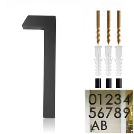 TKway 6 Inch Black Modern House Numbers for Outside - Acrylic Floating Address Sign with Nail Kits, Rust Proof, Fade-Resistant, Easy to Install, Ideal for Garden, Gate, Office