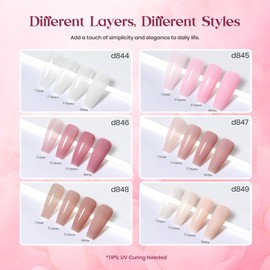 Beetles Jelly Gel Nail Polish Set - 6 Colors Neutral Sheer Milky White Nude Pink Gel Polish Kit Translucent Soak off UV French Nail Art Manicure Gift for Women Girls