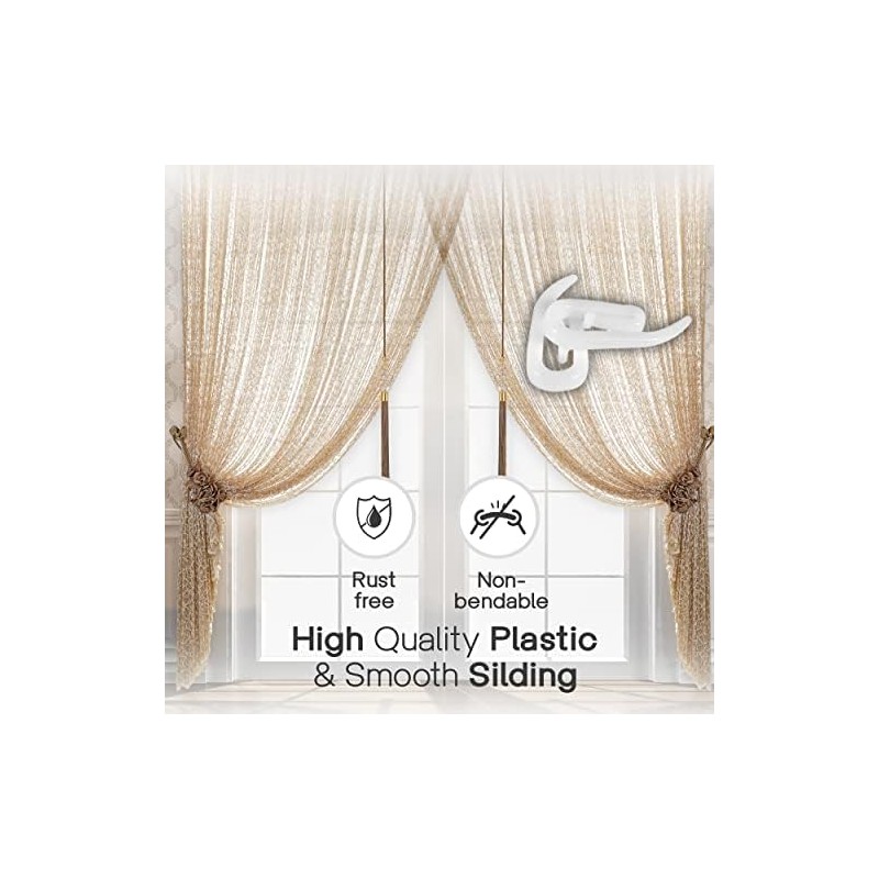 Yuhman 200-Pack Premium White Plastic Curtain Hooks - 2.8cm x