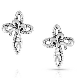 Montana Silversmiths Western Lifestyle Cross Earrings (Growing Faith Cross)