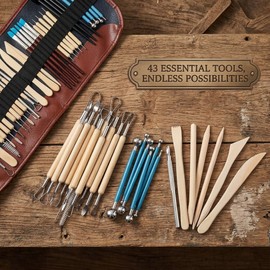 43Pcs Pottery Clay Sculpting Tools Set with Carrying Case