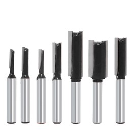 SICWOOD 7Pcs Straight Router Bit Set 1/4 Shank, Double Flute Dado, Cut Dia 1/8" 5/32“ 3/16” 1/4“ 5/16” 3/8“ 1/2”, for Woodworking Groove
