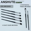 Anshute 7-Piece Professional Eye Brush Set with Natural Goat Hair