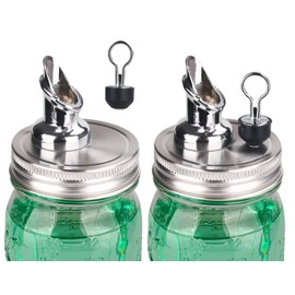 Free Flow Spout for Mason Jar,for spout regular mouth size Mason Jar 70mm lid, 2 Pack (Zinc alloy) jars not included