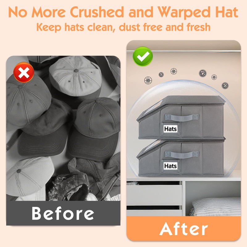 Dofilachy 2 Pack Stackable Hat Storage for Baseball Caps, Holds