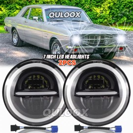 QULOOX Pair 7" inch Round LED Headlights DRL for Ford Falcon Sedan Delivery 1961-1965