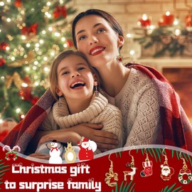 12 Pairs Christmas Earrings, Christmas Earrings for Women Cute Santa Reindeer Xmas Tree Earrings Festive Gingerbread Earrings Snowflake Snowman Earrings for Women Girls Novelty Christmas Jewelry