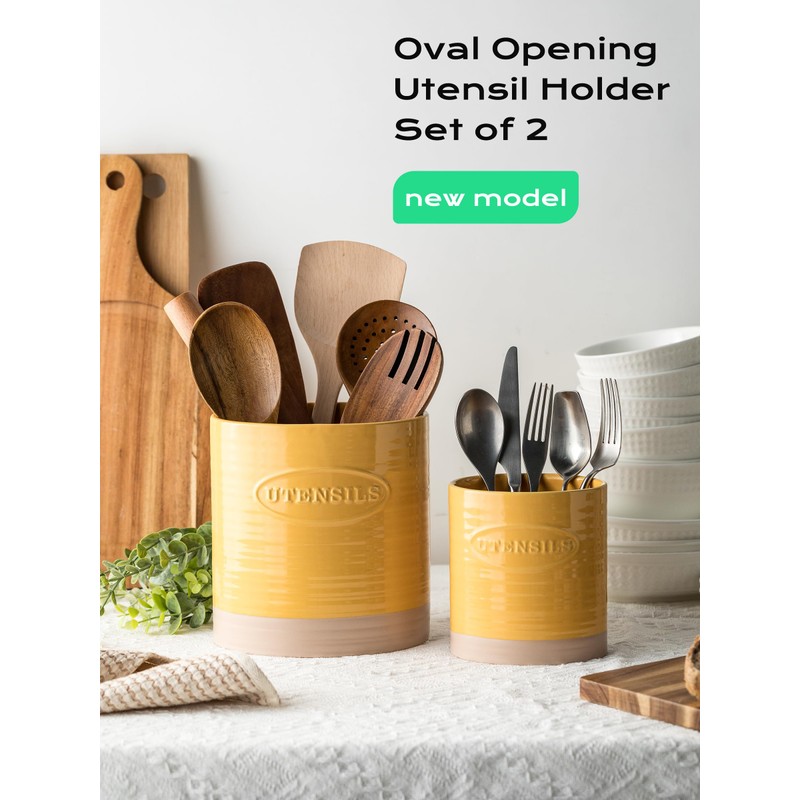YHOSSEUN Kitchen Utensil Holder, Ceramic Utensil Holder for Kitchen Counter,