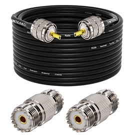 YOTENKO CB Coax Cable,RG58 Coaxial Cable 49.2Ft,UHF PL259 Male to Male Cable + 2PCS UHF SO239 Female to Female Adapter for CB Ham Radio,SWR Meter,Antenna Analyzer,HF Radio,Amateur Radio