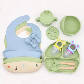 platos bebe,platos para bebés,platos para bebé silicona,platos para bebé antideslizante,platos bebe silicon, Juego De Cubiertos De Silicona Antideslizante Para Bebé 14pc