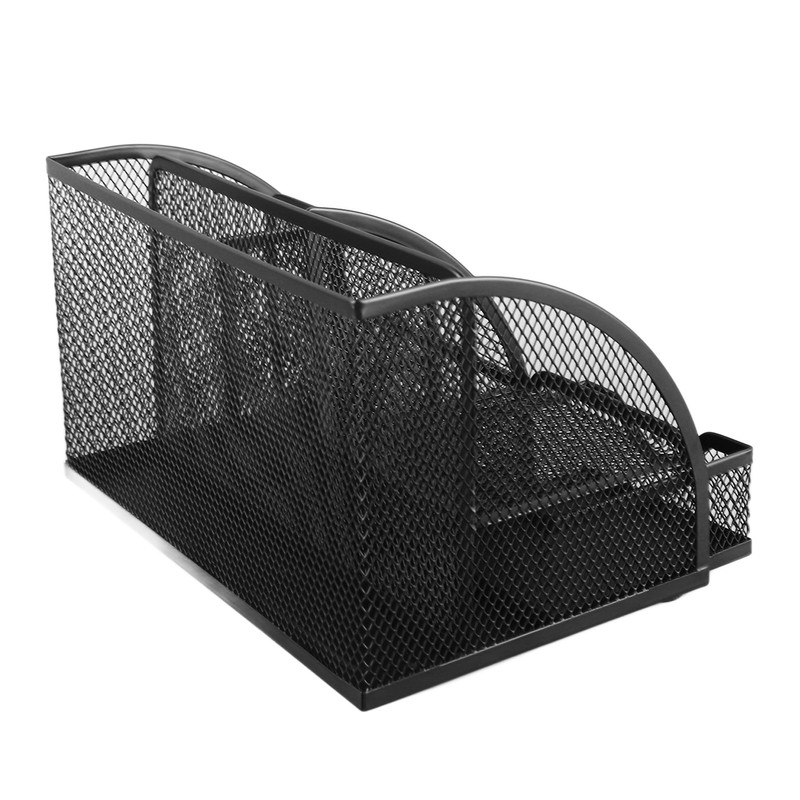 Mesh Office Desktop Organizer Multifunctional Metal 7 Compartments Pen Holder