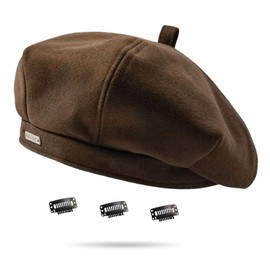 huablo]French Beret Hats for Women Brown Beret hat Solid Color Cashmere Knit Warm Beret Cap for Womens Girls 8P-BBMao-01