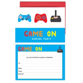 Gamer Party Invitations - Gaming Invites for Birthday Party - A6 Postcard Style with envelopes (Pack 10)
