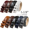 Italian Calfskin Genuine Leather Dress Belt Strap with Snaps 1-1/8"(30mm)