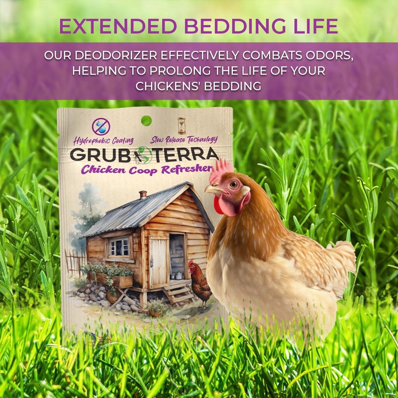 GrubTerra Coop Deodorizer Odor Eliminator for Chicken Pen Suitable for