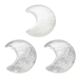 SUPERFINDINGS 10Pcs Natural Crystal Crescent Moon White Quartz Gemstone Healing Crescent New Carved Stones Crystal Worry Stones for Jewelry Making Meditation Balancing Pendant Decor