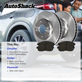 Autoshack Rear Brake Kit Replacement for Dodge Neon Stratus Chrysler Sebring 2001-2007 PT Cruiser 1995-2001 Plymouth Neon V6 FWD Disc Brake Rotors with Ceramic Brake Pads 10.6" (270.0 mm) RSMK63776582