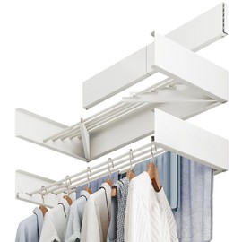 Sleclean Wall Mounted Drying Rack, Collapsible Drying Racks for Laundry, Wall Mounted Clothes Rack (White, 31.5")