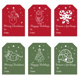 120PCS Name Tags for Christmas Presents, 6 Styles Christmas Gift Tags with String, Holiday Gift Tags, Christmas Name Tags for Gifts, Red&Green Christmas Tags Labels for Personalizing Holiday Presents