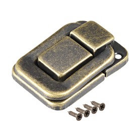 sourcing map Toggle Catch Lock, 38mm Retro Decorative Bronze Hasp w Screws for Suitcase Chest Trunk Latch Clasp, Pack of 2