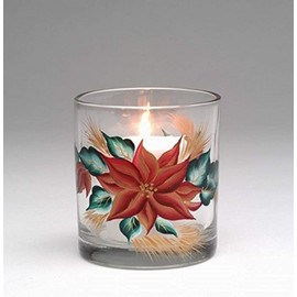 ATD 33425 3.5 Inch Poinsettia Flower Votive Glass Candle Cup