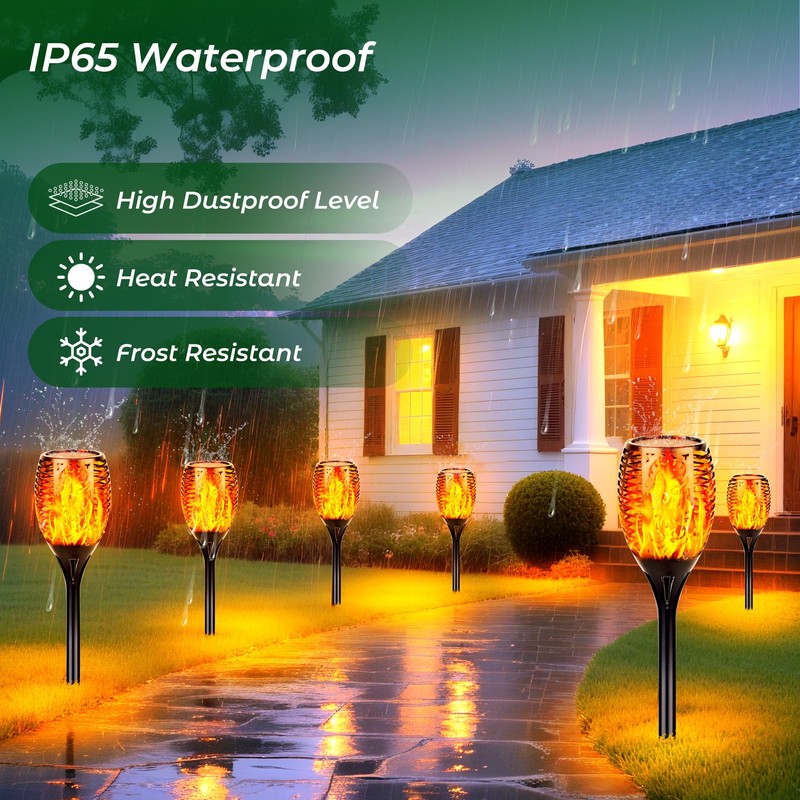 Walensee Solar Tiki Torches with Flickering Flame,96 LED Solar Torch