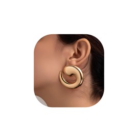 Statement Earrings for Women Chunky Gold Earrings Big Spiral Earrings Large Swirl Earrings Geometric Trendy Earrings Fashion Jewelry Gifts (gold)