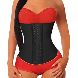 YIANNA Waist Trainer for Women Latex Steel Boned Corset Sport Tummy Control Body Shaper Cincher Shapewear Belt Black 6XL U37G