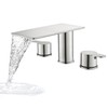 GUOYINDONG Roman Tub Faucet, Brushed Nickel 3 Hole Waterfall Bathtub