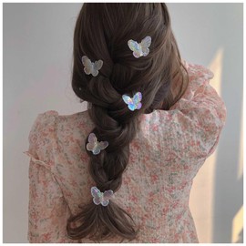 Aneneiceera Vintage Acrylic Transparent Butterfly Hair Clip 3D Butterfly Claw Clips Invisible Pine Claw Barrette Headgear Decorative Headpiece Hair Accessories Women 4 Pieces