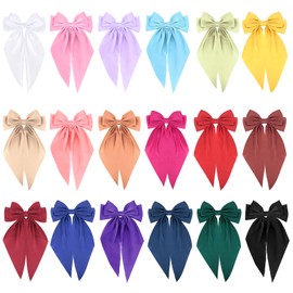 Wecoe 18pcs Hair Bows For Women White Black Navy Blue Red Big Satin Bows Hair Barrettes Large Hair Clips Kawaii Cute Hair Accessories For Women Girls Accesorios Para El Cabello Gift