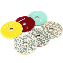 SUBRILLI Dry/Wet 3 Step Diamond Polishing Pads 4 Inch for Granite Marble Quartz Concrete