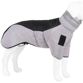 Dog Raincoat, Waterproof Dog Coat (Grey + Black, XL)