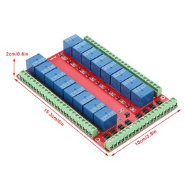 Relay Board 12 V, 16 Channel Relay Module Interface Board High Low Level Trigger DC 5/12/24V Interface Board with Many Channels Relay Module (DC12V)