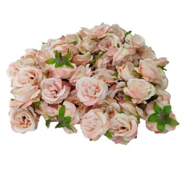 2.2''Artificial Satin Rose Flower Heads,80Pcs Silk Rose Heads Bulk,Champagne Rose Artificial Flowers Bulk,Artificial Stemless Rose Flower Heads for DIY Crafts Bouquet (80, Champagne)