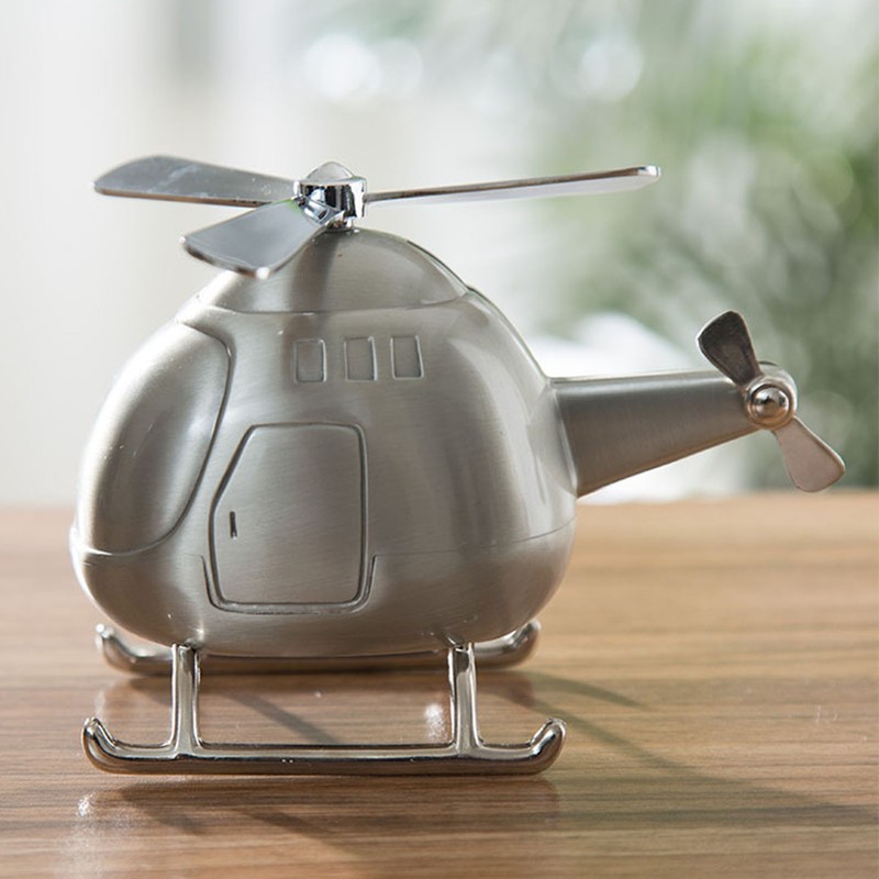 Helicopter Coin Bank Decorative Metal Money Saving Bank Coin Jar