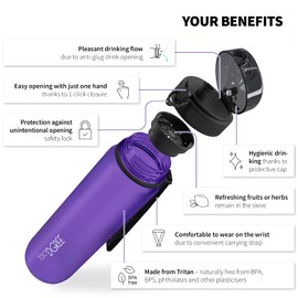 720°DGREE Water Bottle 650ml “uberBottle“ softTouch +Sieve - BPA-Free Tritan, Leakproof, Reusable Drinking Bottle - Sports Bottle for School, Fitness, Gym, Cycling, Travel, Office, Outdoor, Hiking
