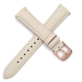 THEAGE Leather Watch Band Straps - Quick Release - Replacement for Mens or Womens Choose Color and Width 14mm, 16mm, 18mm, or 20mm (20mm, White/Rose Gold)