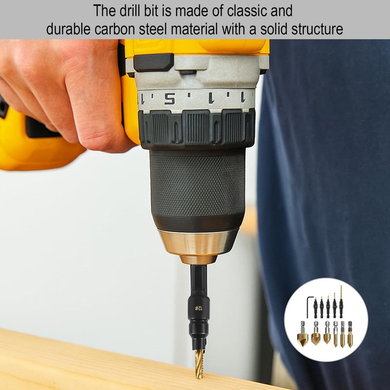 12PCS Countersink Drill Bit Set, Countersink Bits, Counter Sink Drill
