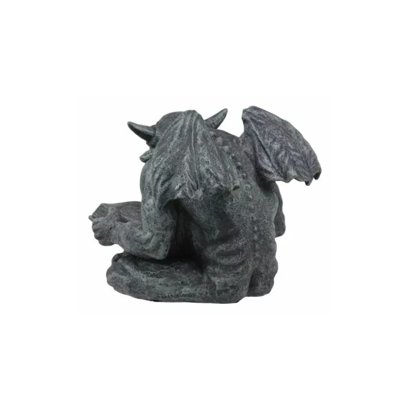 Notre Dame Horned Gargoyle With Spell Book Statue Demonic Bibliography