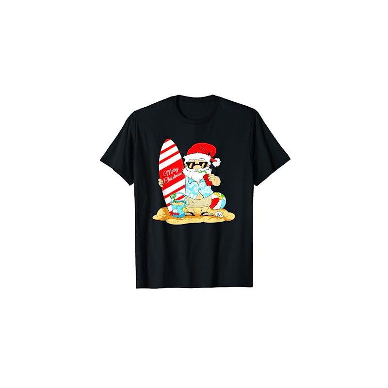 Christmas in July Tee Santa Hat Summer Beach Vacation Xmas