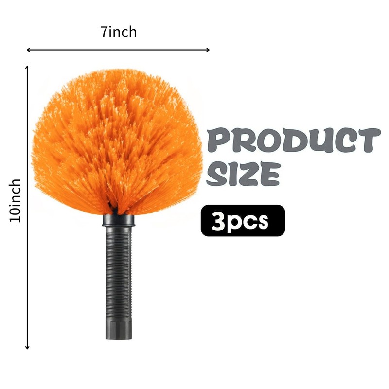 3 Pack Screw on Webster Cobweb Duster Head for Pole,Spider