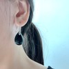 SELOVO Black Agate Stone Teardrop Fishhook Dangle Drop Earrings Silver
