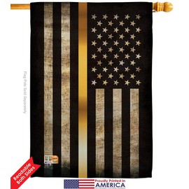 Angeleno Heritage Thin Gold Line House Flag Dowel Set First Responders EMT Paramedic EMS Nurse Emergency Medical Technician Supoort Small Decorative Gift Yard Banner Double-Sided Made in USA 28 X 40