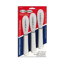 Dexter Russell Sani-Safe (18183) Sandwich Spreaders, 3-1/2", stainless steel blade, textured, white, polypropylene handle, NSF Certified (3 each per pack), S173-3