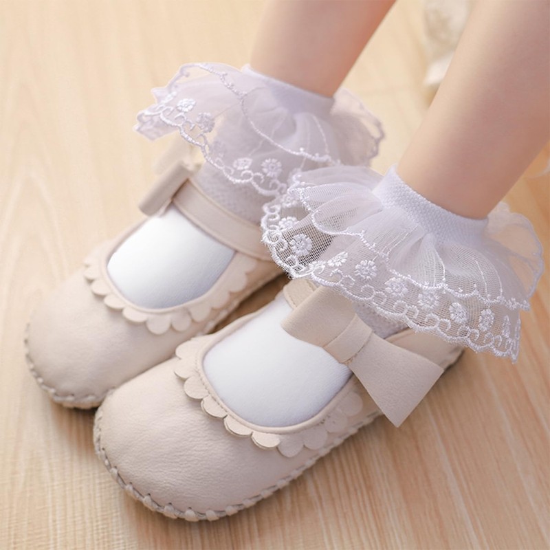 MEMOFYND 4 Pairs Lace Socks, Ruffle Socks, Ballet Socks, Lace
