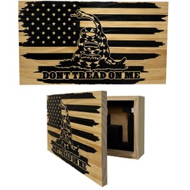 Dont Tread On Me American Flag Hidden Gun Storage, Dont Tread On Me American Flag Concealed Gun Cabinet by Bellewood Designs (Distressed)
