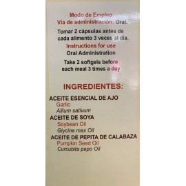 Azteca Ajo 100 capsulas Natural aceite esencial de ajo soya y pepita de calabaza